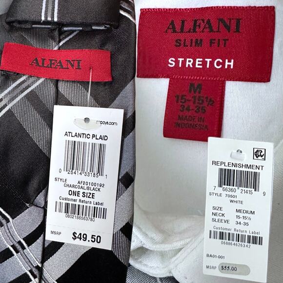 Alfani Slim Fit Blazer Jacket, Dress Shirt and Tie, Size 42L, Black - Picture 12 of 12